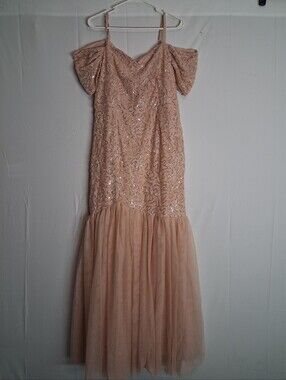 MissMay Blush Sequin Lace Off-Shoulder Mermaid Gown 0XL